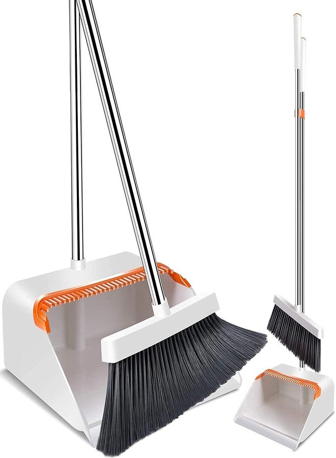 Volbit Upright Stand Up Broom/Dustpan Combo Set with 32" Long Handle for Home Kitchen Room Office Lobby Floor Use (anand), Stainless Steel - Image 1